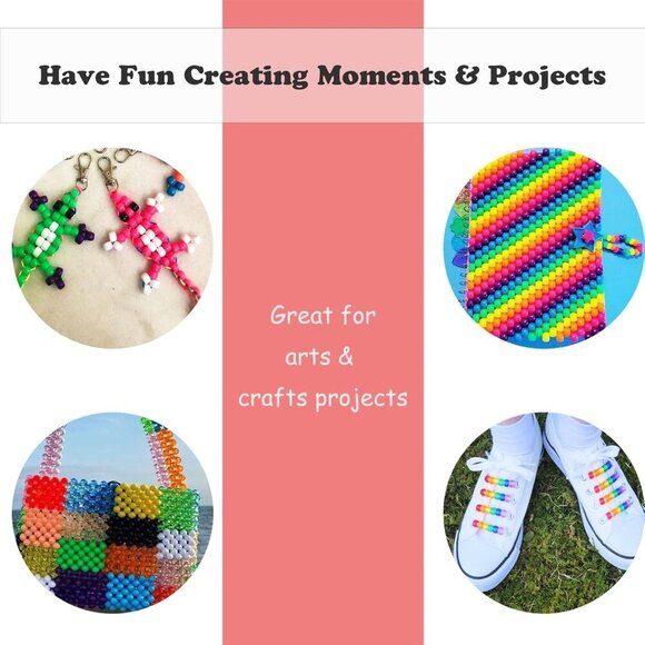 Pony Beads, 4200pcs 28 Colors Plastic Bead for Craft Bracelets Making, Hair Bead - Picture 6 of 7